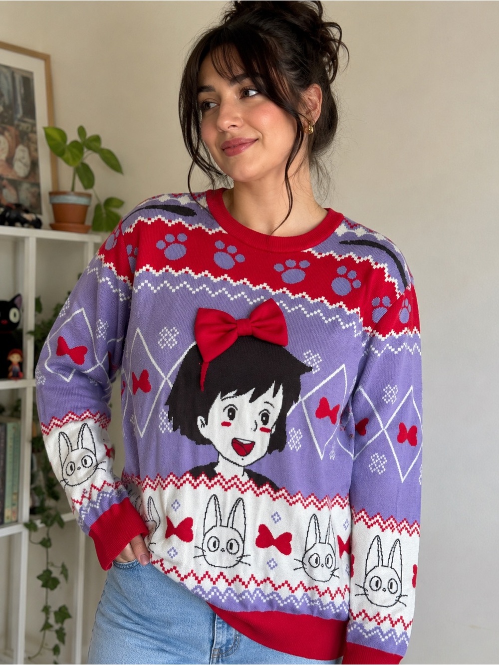 BoxLunch Studio Ghibli Kiki’s Delivery Service Sweater Medium 3D Bow
